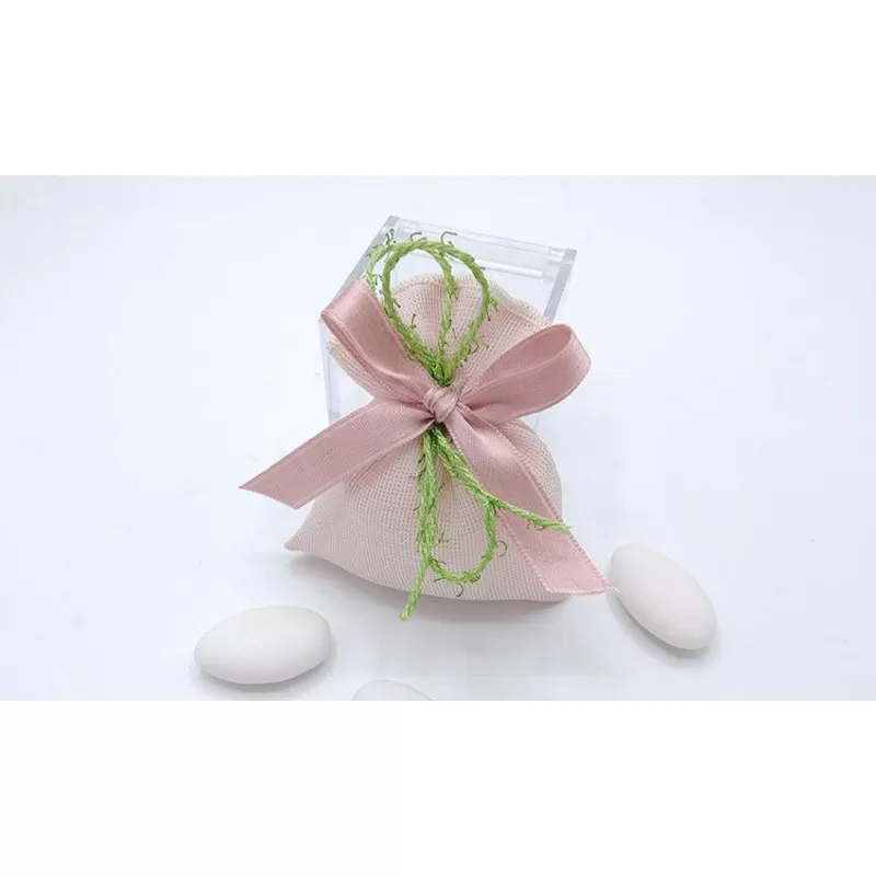 Sacchetto matrimonio 3317 sacchetto piccolo cotone melange cipria Liete Creazioni - 1