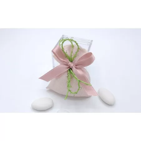 Sacchetto matrimonio 3317 sacchetto piccolo cotone melange cipria Liete Creazioni - 1