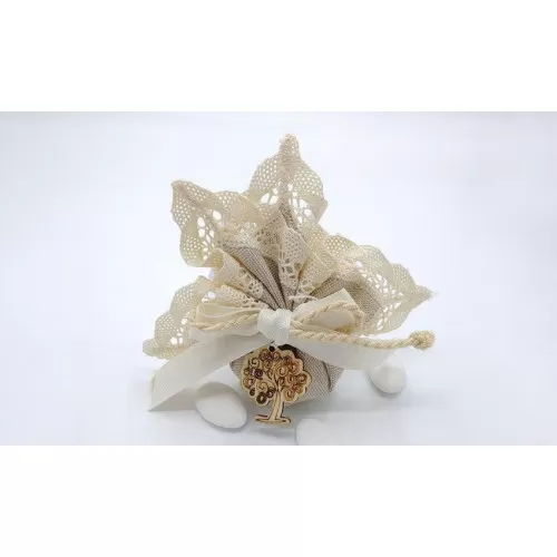 Sacchetto matrimonio 3324 fazzoletto country pizzo e cotone Liete Creazioni - 1