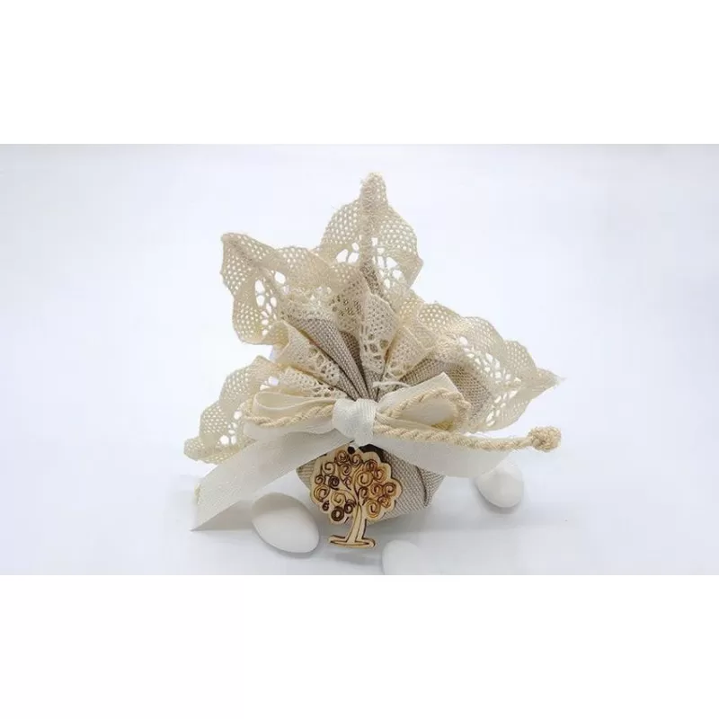 Sacchetto matrimonio 3324 fazzoletto country pizzo e cotone Liete Creazioni - 1