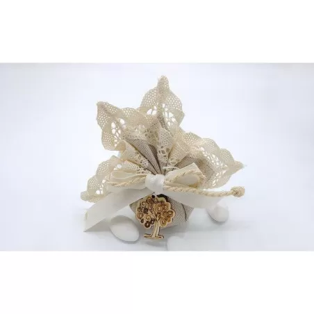 Sacchetto matrimonio 3324 fazzoletto country pizzo e cotone Liete Creazioni - 1