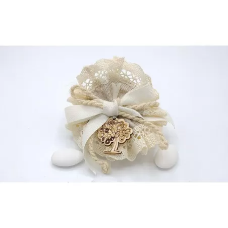 Sacchetto matrimonio 3325 centrino country pizzo e cotone Liete Creazioni - 1