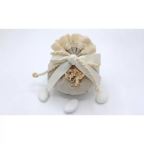 Sacchetto matrimonio 3326 Bustone con tondo country pizzo e cotone Liete Creazioni - 1