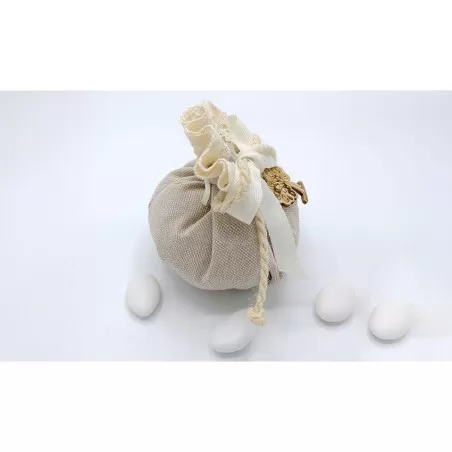 Sacchetto matrimonio 3326 Bustone con tondo country pizzo e cotone Liete Creazioni - 2