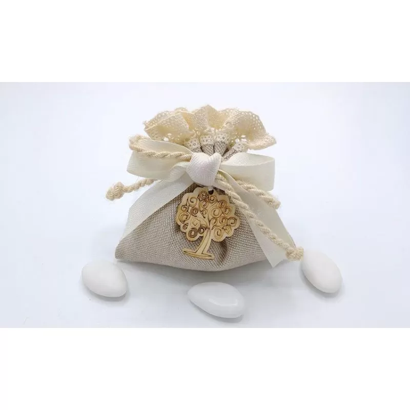 Sacchetto matrimonio 3327 Sacchetto medio country pizzo e cotone Liete Creazioni - 1