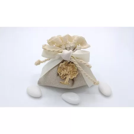 Sacchetto matrimonio 3327 Sacchetto medio country pizzo e cotone Liete Creazioni - 1