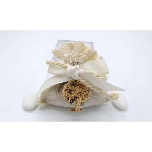 Sacchetto matrimonio 3328 sacchetto piccolo country pizzo e cotone Liete Creazioni - 1