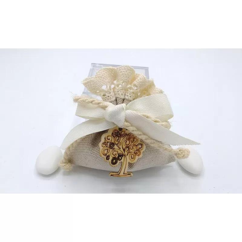 Sacchetto matrimonio 3328 sacchetto piccolo country pizzo e cotone Liete Creazioni - 1