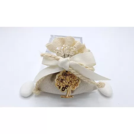 Sacchetto matrimonio 3328 sacchetto piccolo country pizzo e cotone Liete Creazioni - 1