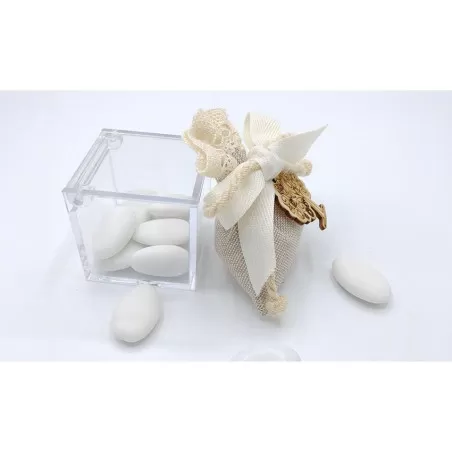 Sacchetto matrimonio 3328 sacchetto piccolo country pizzo e cotone Liete Creazioni - 2