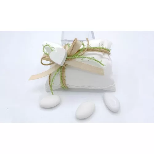 Sacchetto matrimonio 3343 busta lettera rettangolare piccola rasatello con merletto linea shabby bianca Liete Creazioni - 1