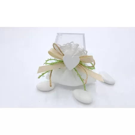 Sacchetto matrimonio 3345 sacchetto piccolo rasatello con merletto linea shabby bianca Liete Creazioni - 1