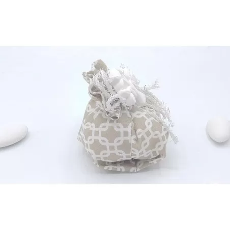 Sacchetto matrimonio 3370 fagottino linea geometric tortora Liete Creazioni - 2