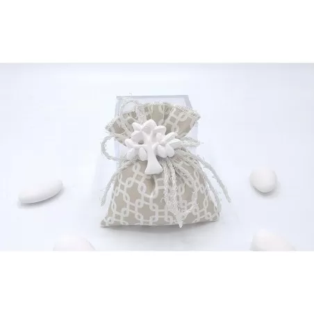 Sacchetto matrimonio 3371 sacchetto piccolo linea geometric tortora Liete Creazioni - 1