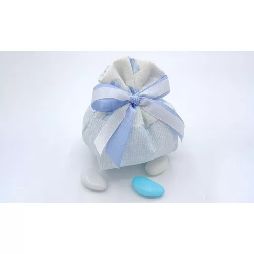 Sacchetto nascita e battesimo 3396 fagotto linea panama fiocco celeste Liete Creazioni - 1