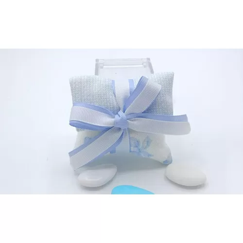 Sacchetto nascita e battesimo 3397 busta lettera grande linea panama fiocco celeste Liete Creazioni - 1