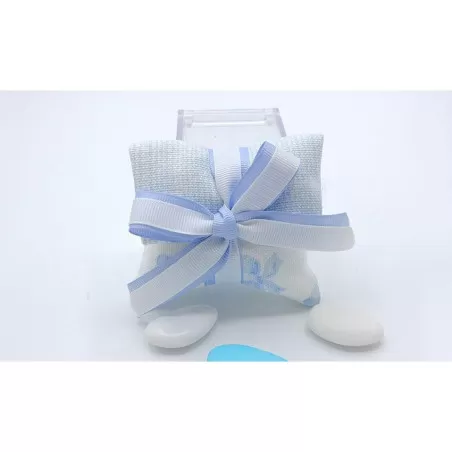 Sacchetto nascita e battesimo 3397 busta lettera grande linea panama fiocco celeste Liete Creazioni - 1