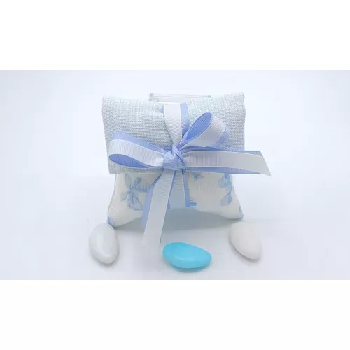 Sacchetto nascita e battesimo 3398 busta lettera piccola linea panama fiocco celeste Liete Creazioni - 1