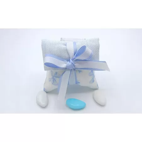 Sacchetto nascita e battesimo 3398 busta lettera piccola linea panama fiocco celeste Liete Creazioni - 1