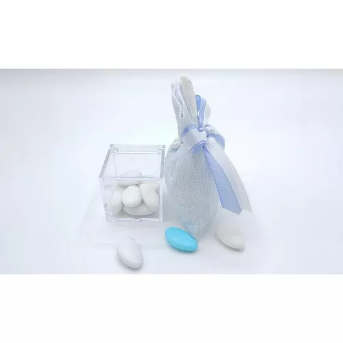 Sacchetto nascita e battesimo 3399 sacchetto grande linea panama fiocco celeste Liete Creazioni - 1