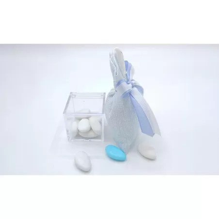 Sacchetto nascita e battesimo 3399 sacchetto grande linea panama fiocco celeste Liete Creazioni - 1