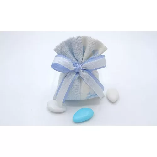 Sacchetto nascita e battesimo 3400 sacchetto medio linea panama fiocco celeste Liete Creazioni - 1