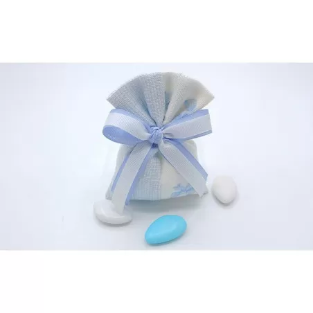 Sacchetto nascita e battesimo 3400 sacchetto medio linea panama fiocco celeste Liete Creazioni - 1