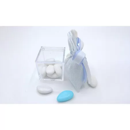 Sacchetto nascita e battesimo 3400 sacchetto medio linea panama fiocco celeste Liete Creazioni - 2