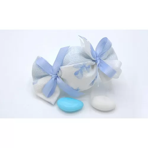 Sacchetto nascita e battesimo 3401 caramella linea panama fiocco celeste Liete Creazioni - 1