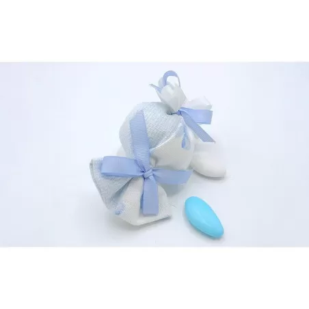 Sacchetto nascita e battesimo 3401 caramella linea panama fiocco celeste Liete Creazioni - 2