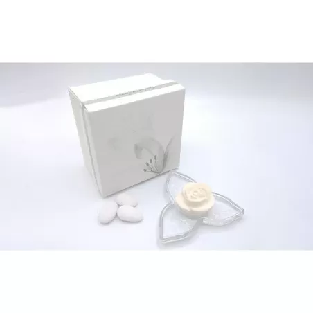 Bomboniera matrimonio claraluna 18561 ninfea di cristallo con fiore in gesso Claraluna - 5