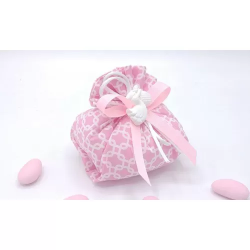 Sacchetto nascita e battesimo 3402 fagotto fantasia geometric rosa Liete Creazioni - 1