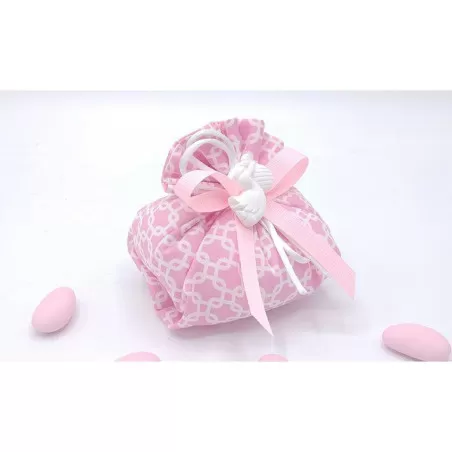 Sacchetto nascita e battesimo 3402 fagotto fantasia geometric rosa Liete Creazioni - 1