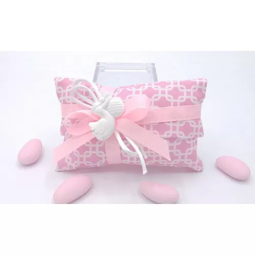 Sacchetto nascita e battesimo 3403 busta lettera rettangolare piccola fantasia geometric rosa Liete Creazioni - 1