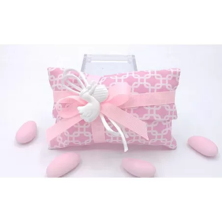 Sacchetto nascita e battesimo 3403 busta lettera rettangolare piccola fantasia geometric rosa Liete Creazioni - 1