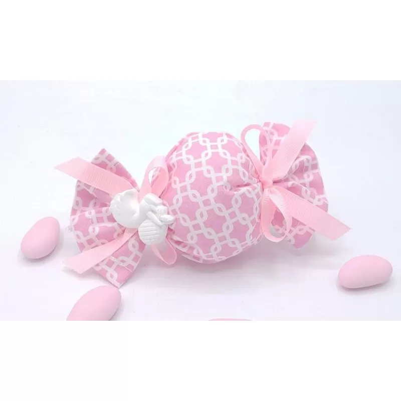 Sacchetto nascita e battesimo 3404 caramella fantasia geometric rosa Liete Creazioni - 1