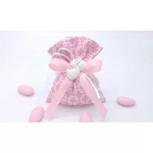 Sacchetto nascita e battesimo 3405 sacchetto medio fantasia geometric rosa Liete Creazioni - 1