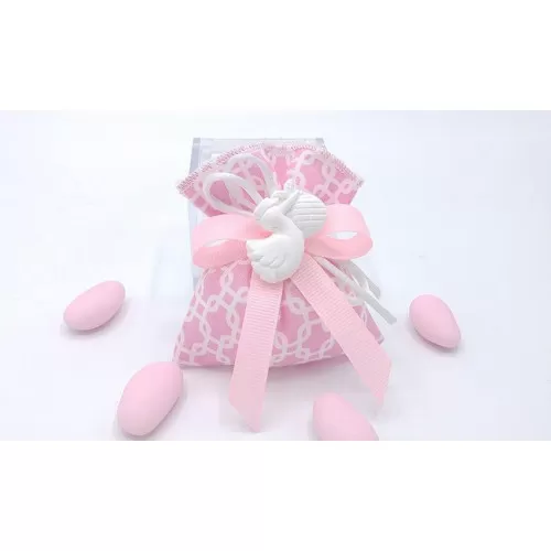 Sacchetto nascita e battesimo 3407 sacchetto piccolo fantasia geometric rosa Liete Creazioni - 1