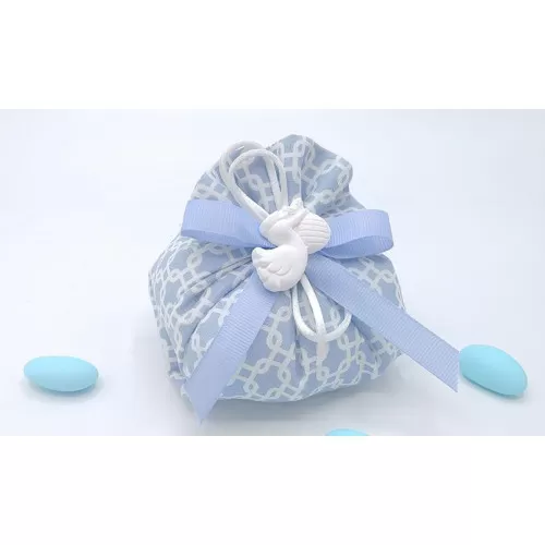Sacchetto nascita e battesimo 3409 fagotto fantasia geometric celeste Liete Creazioni - 1