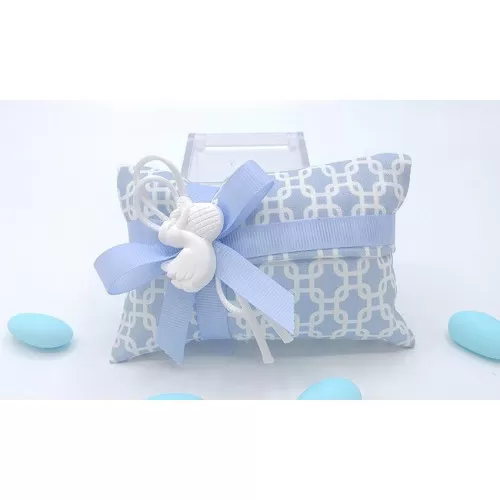 Sacchetto nascita e battesimo 3410 busta lettera rettangolare piccola fantasia geometric celeste Liete Creazioni - 1