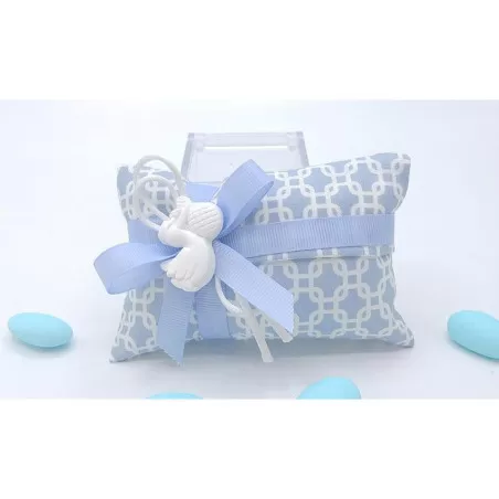 Sacchetto nascita e battesimo 3410 busta lettera rettangolare piccola fantasia geometric celeste Liete Creazioni - 1