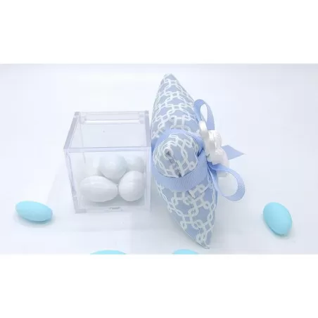 Sacchetto nascita e battesimo 3410 busta lettera rettangolare piccola fantasia geometric celeste Liete Creazioni - 2