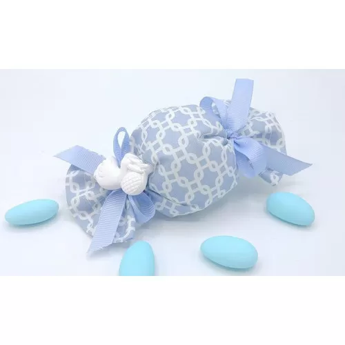 Sacchetto nascita e battesimo 3411 caramella fantasia geometric celeste Liete Creazioni - 1