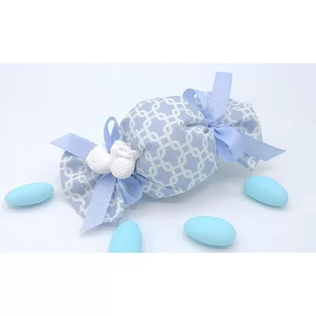 Sacchetto nascita e battesimo 3411 caramella fantasia geometric celeste Liete Creazioni - 1