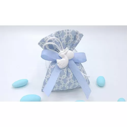 Sacchetto nascita e battesimo 3412 sacchetto medio fantasia geometric celeste Liete Creazioni - 1