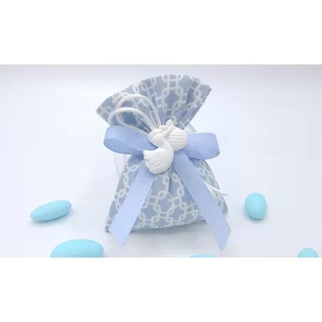 Sacchetto nascita e battesimo 3412 sacchetto medio fantasia geometric celeste Liete Creazioni - 1
