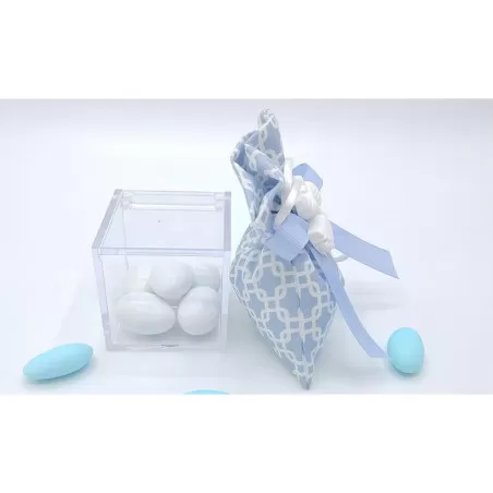 Sacchetto nascita e battesimo 3412 sacchetto medio fantasia geometric celeste Liete Creazioni - 2