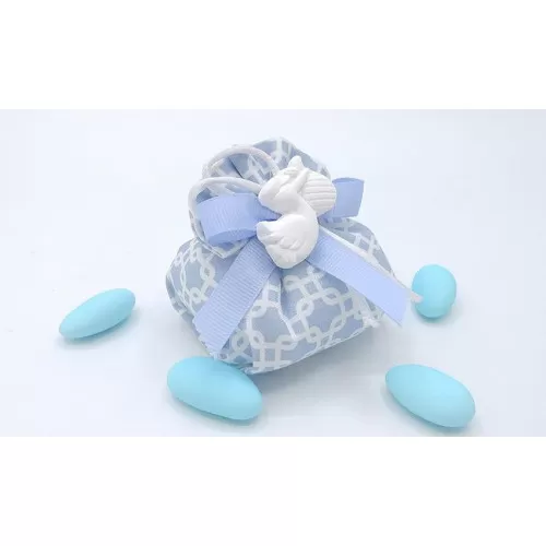 Sacchetto nascita e battesimo 3413 fagottino fantasia geometric celeste Liete Creazioni - 1