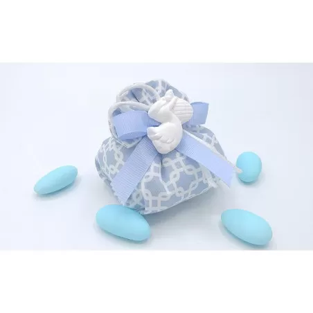 Sacchetto nascita e battesimo 3413 fagottino fantasia geometric celeste Liete Creazioni - 1