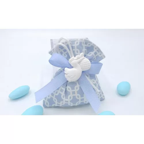 Sacchetto nascita e battesimo 3414 sacchetto piccolo fantasia geometric celeste Liete Creazioni - 1